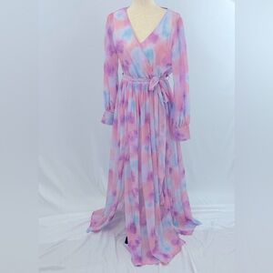 Pink Lady Pastel Multi-color Maxi Dress
Size L
